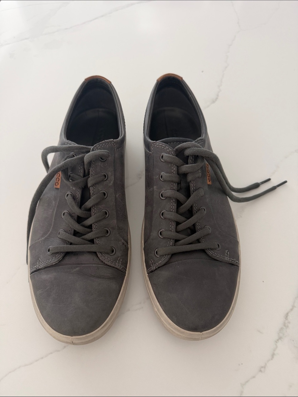 Ecco Men's Dark Gray Leather Lace-Up Sneakers size 12
